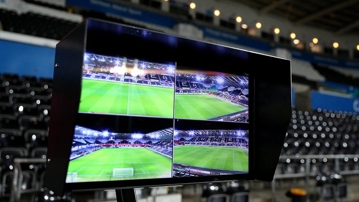 Video Assistant Referee (VAR) at a Swansea City Football Club match