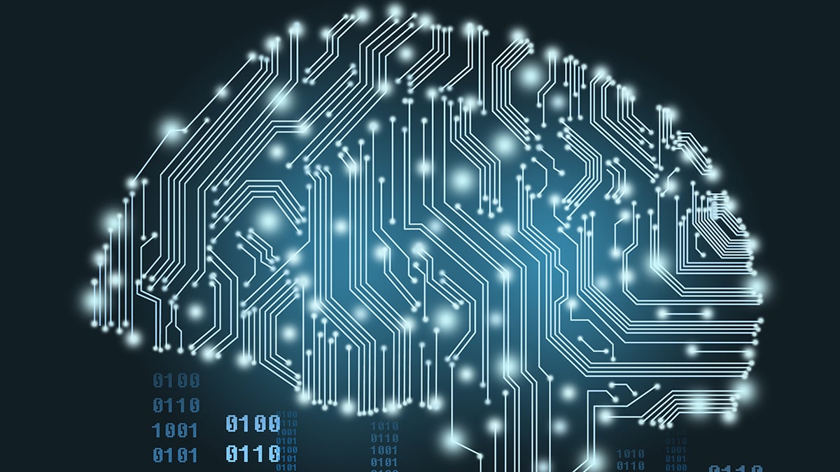 stylized illustration of brain waves with binary code