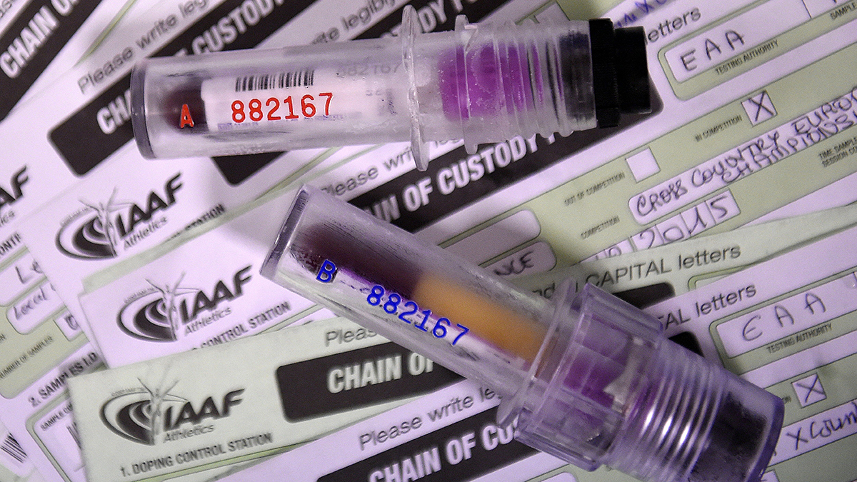 International Association of Athletics Federations vials for drug testing