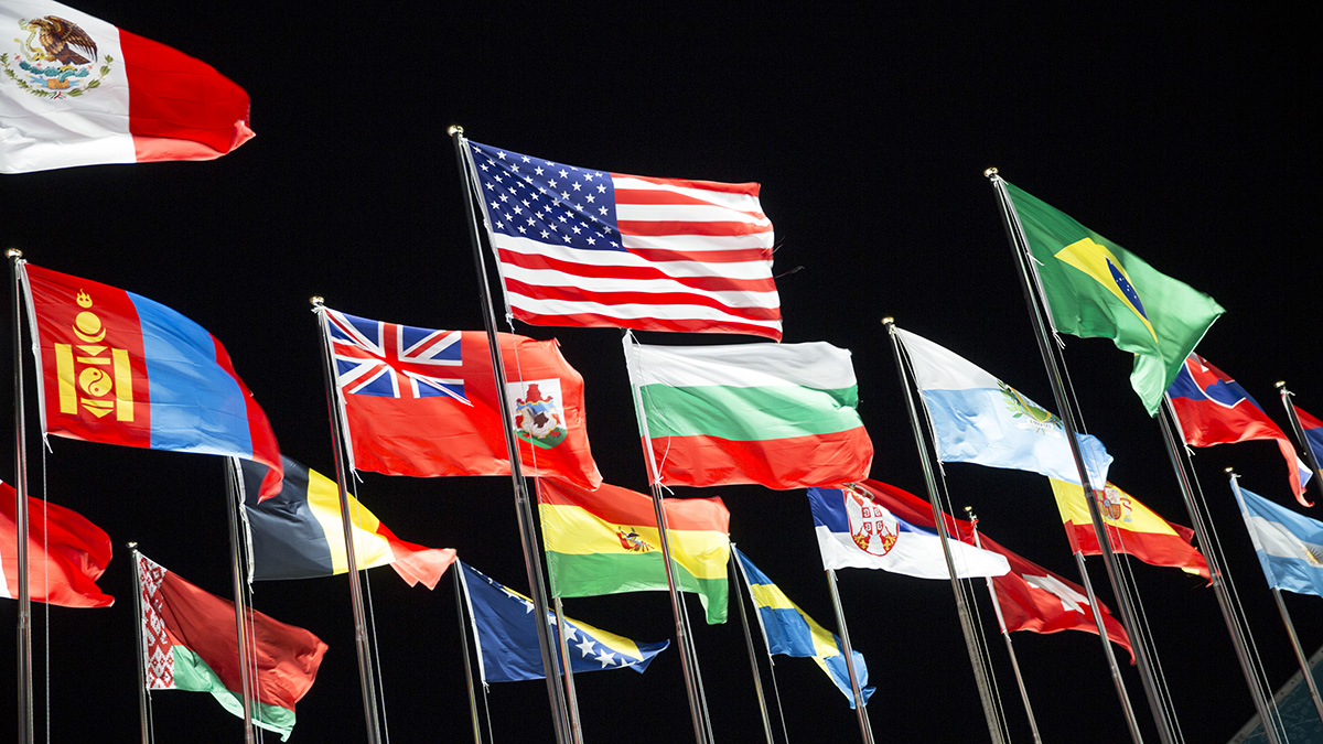 Group of National flags from various countries 
