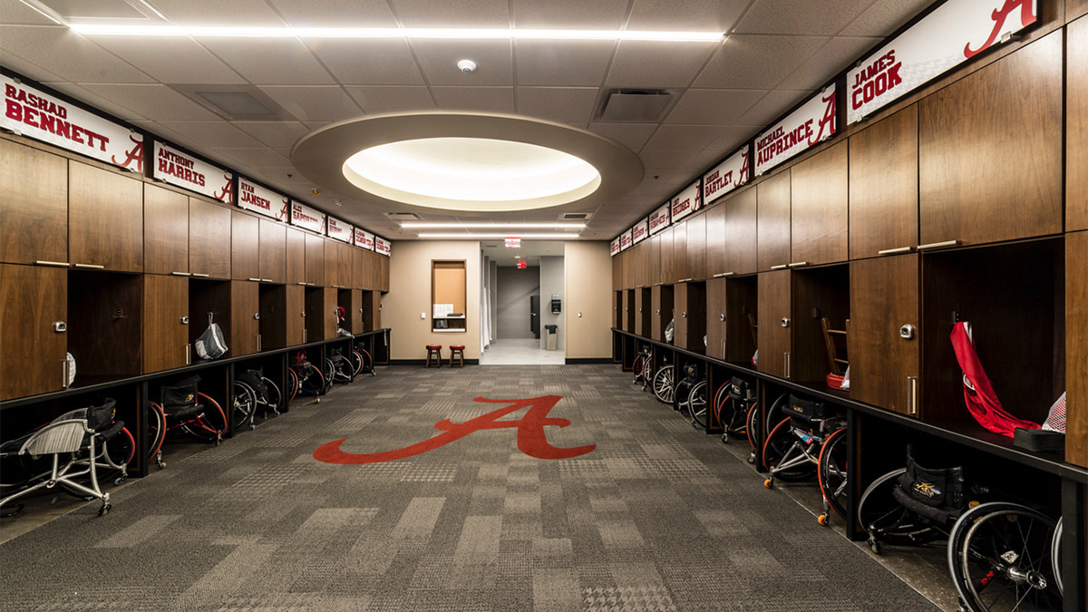 An Alabama athletics locker room
