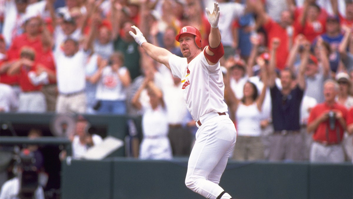 Mark McGwire running and celebrating 