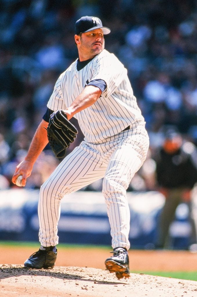 Roger Clemens throwing a pitch 