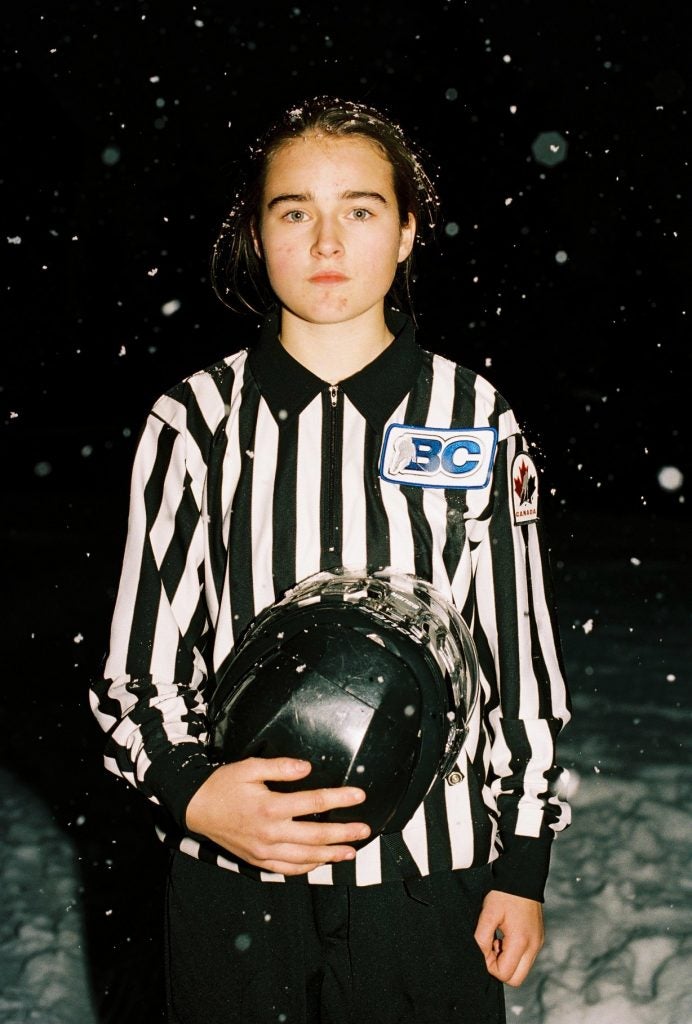 Caitlynn Cain serves as an on-ice official with BC (British Columbia) Hockey. (Photo by Alana Paterson)