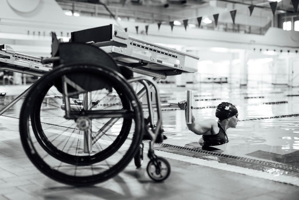 Paralympic swimmer Tammy Cunnington trains at the Michener Aquatic Center in Red Deer, Alberta, Canada. (Photo by Lyndsay Doyle)