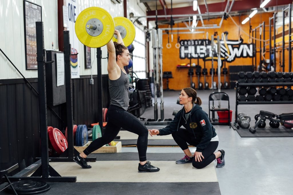 Amanda Thompson coaches Olympic weightlifter Thea Wall in Truro, Nova Scotia, Canada. (Photo by Lyndsay Doyle)