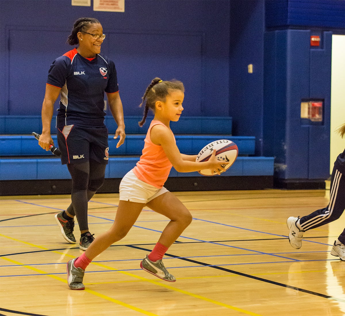 Phaidra Knight coaching youth rugby. (Photo courtesy Phaidra Knight)