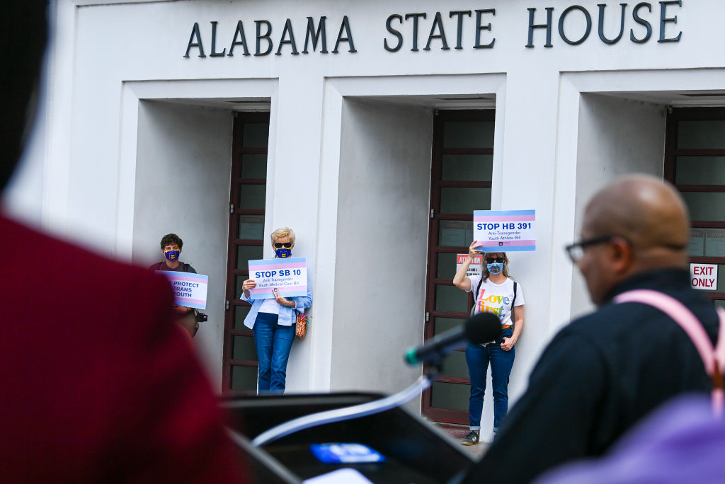 Protestors against Alabama anti-trans legislation
